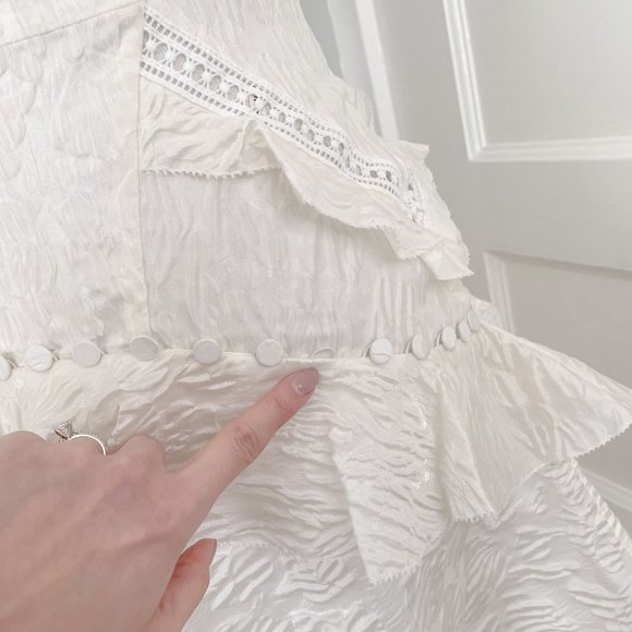 NWT Self-Portrait White Jacquard Midi Ruffle Lattice Dress Bridal US Size 0 - Picture 5 of 10